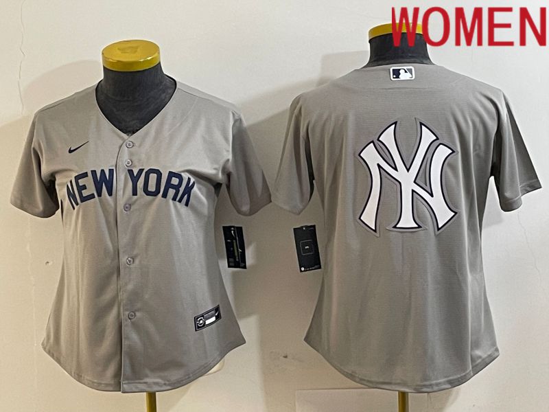 Women New York Yankees Blank Grey Nike Game 2024 MLB Jersey style 2->youth mlb jersey->Youth Jersey